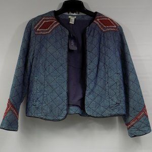 XXI Los Angeles Quilted Denim Open Front Jacket Size Small NWT